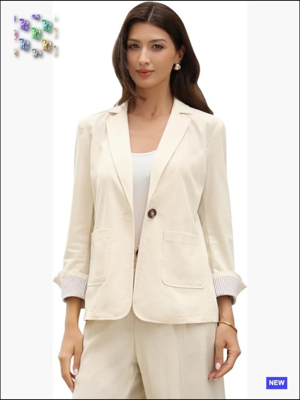 Linen Cotton Blazer Classic Relaxed Fit One Button Office Work Jacket Business